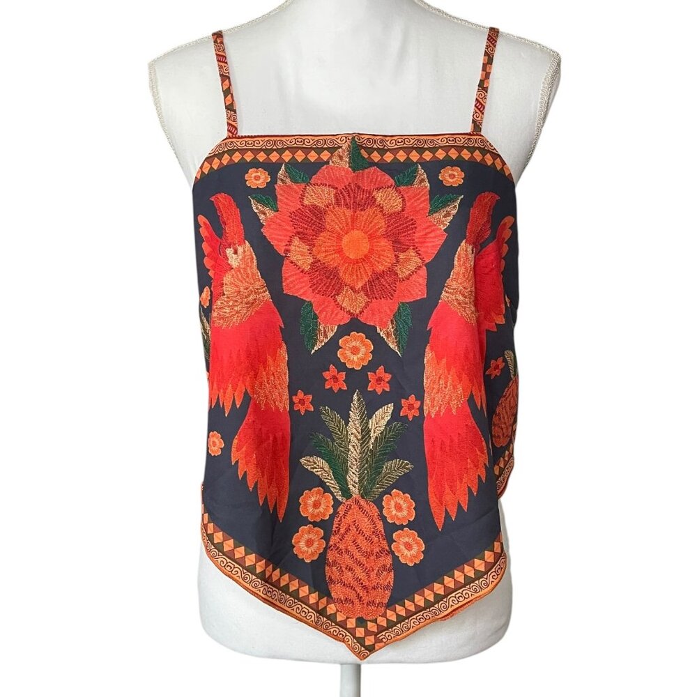 SHEIN Women’s L Tropical Scarf Print Cami Top Boho Tank Resort Vacation Beach